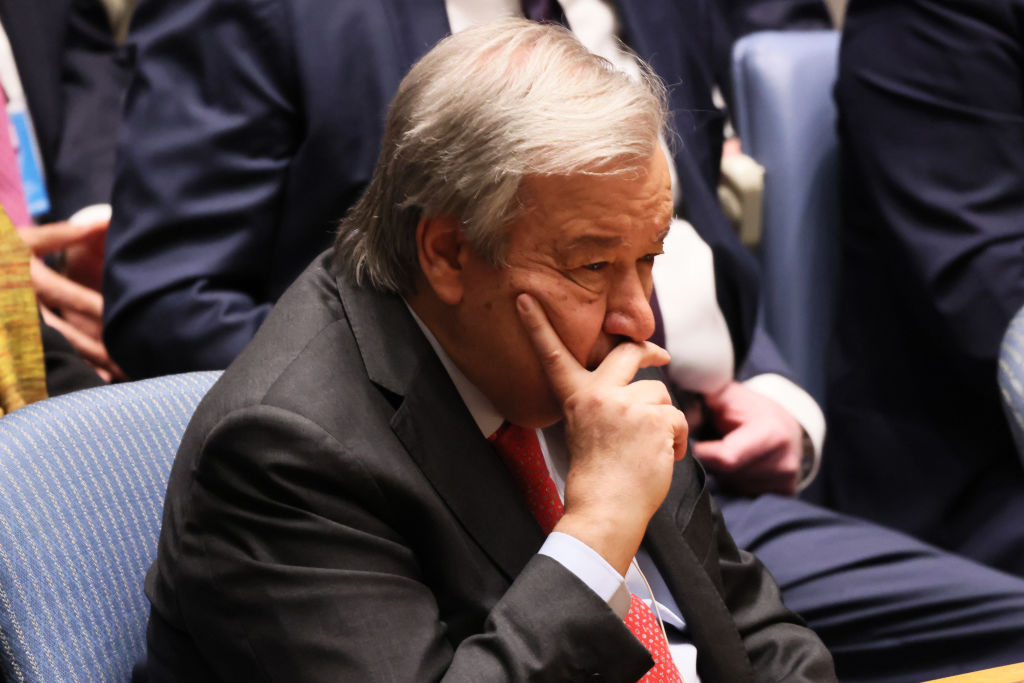 Antonio Guterres, not wanted in Israel (Photo by Michael M. Santiago/Getty Images)