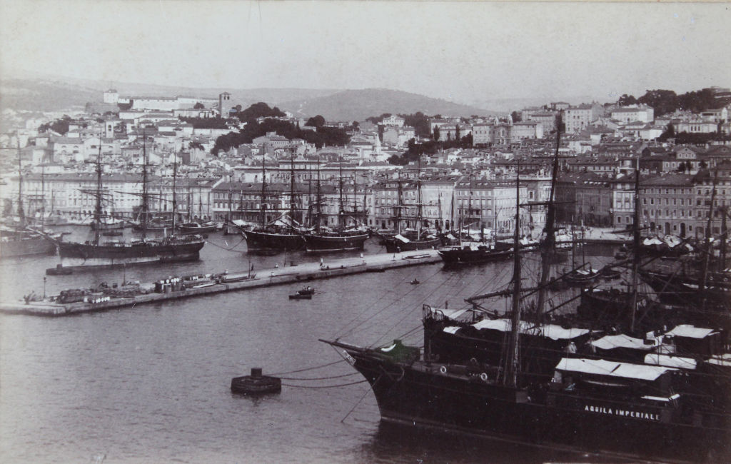 Shipping, trade, innovation, logistics, Trieste has had it all from the beginning (Photo by Imagno/Getty Images) Triest. Blick vom Hafen auf die Stadt. Um 1885. Photographie.