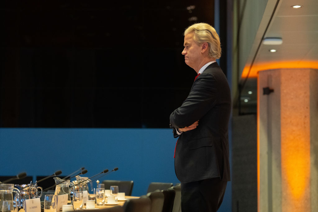 Geert Wilders compromised on asylum deal, but insists his back is dead straight, no "banana spine" (Photo by Carl Court/Getty Images)