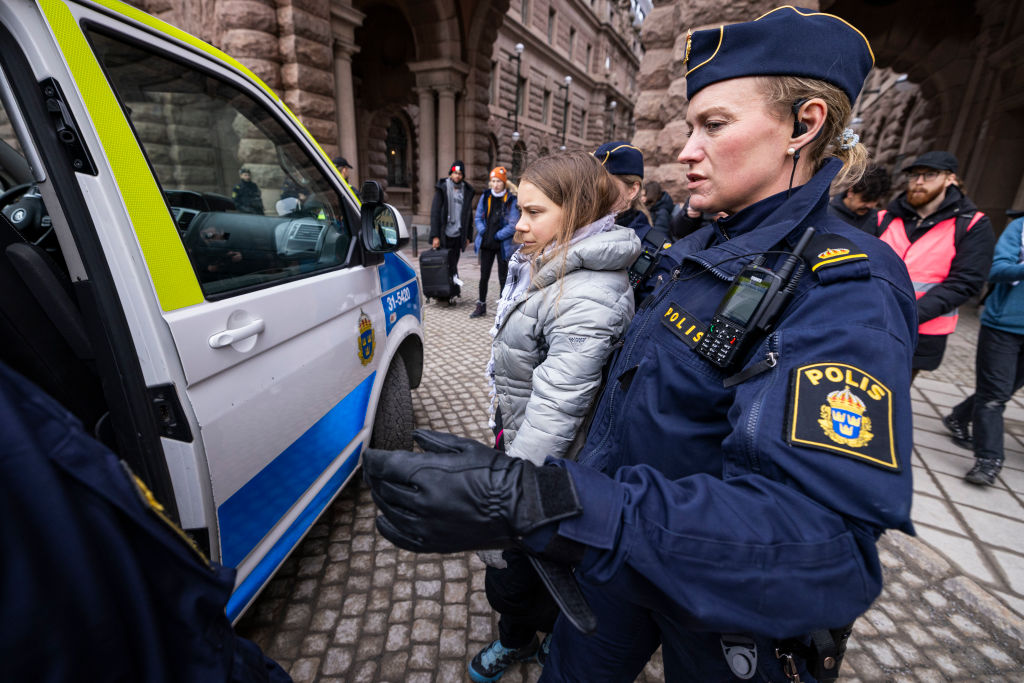 Greta Thunberg arrested in March 2024 by Swedish police (Photo by Michael Campanella/Getty Images)