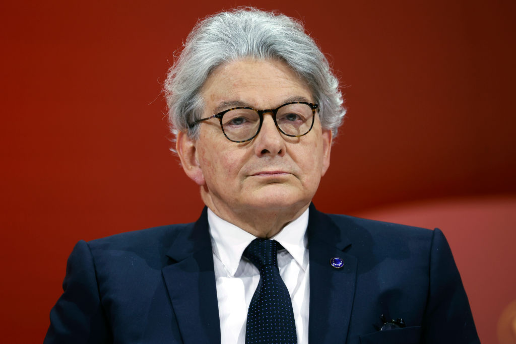 Just over a month after stepping down from his position, the EU's former Internal Market Commissioner has defended the bloc's regulation of online platforms, including X, stating that it "saves democracy." (Photo by Chesnot/Getty Images)