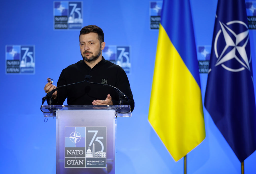 Zelensky dreams of NATO. Maybe keep dreaming? (Photo by Kevin Dietsch/Getty Images)