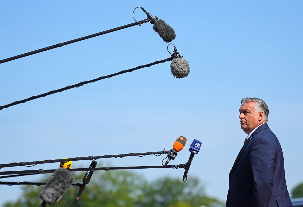 Europe, are you listening? Orban speaks on competitiveness, migration, enlargement, and makes blunt observations on link between migration and antisemitism (Photo by Carl Court/Getty Images)