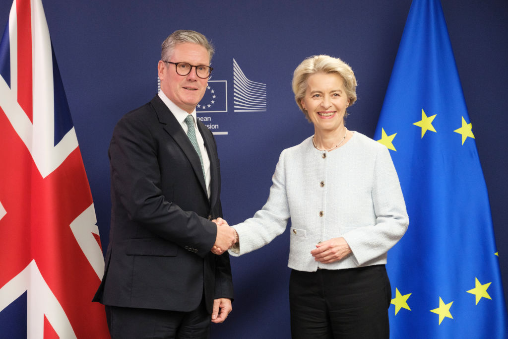 Starmer thinks the UK will be saved by being in lockstep with the shrinking, in debt, deindustrialising EU. (Photo by Thierry Monasse/Getty Images)