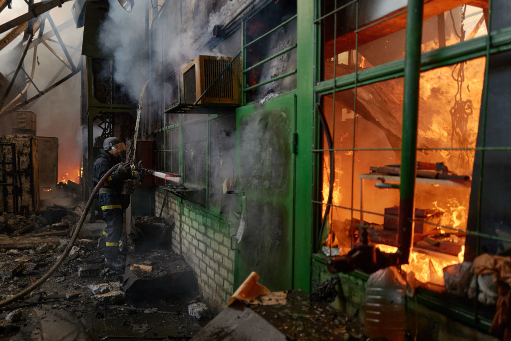 Is this the kind of thing Russia is planning in Poland? Fires in factories in Ukraine, maybe fires in Poland now (Photo by Pierre Crom/Getty Images)