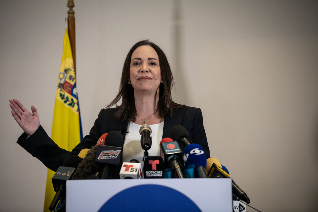 Venezuelan opposition leader Maria Corina Machado has been awarded the EP's Sakharov Prize along with fellow opposition chief Edmundo Gonzalez. (Carlos Becerra/Getty Images)