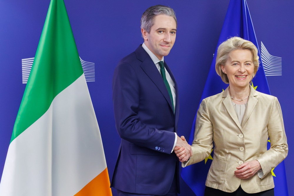 Member parties of European Commission President Ursula von der Leyen's so-called 'Grand Coalition' look set to dominate the upcoming Irish general election, new polling has found. (EPA-EFE/OLIVIER MATTHYS)