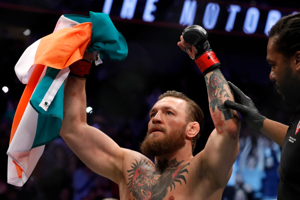 McGregor, from swaggering hero, now marked as a rapist but without a criminal trial (Photo by Steve Marcus/Getty Images)