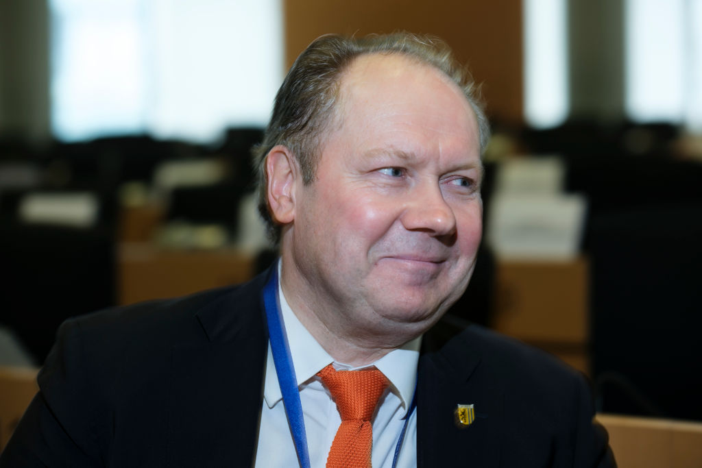 At least one MAGA hat has been spotted during the Commissioner hearings in the European Parliament this week as many MEPs on the right celebrate Donald Trump's election win in the United States. (Photo by Thierry Monasse/Getty Images)