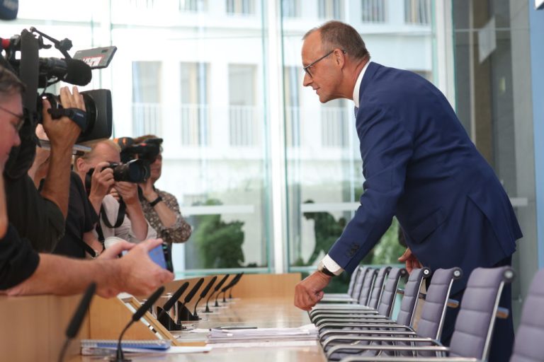 Tell us, Herr Merz, will you be looking for voters from the centre or from AfD? (Photo by Michele Tantussi/Getty Images)