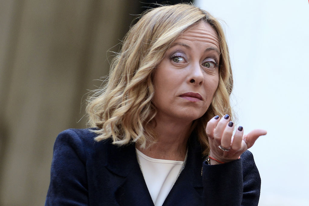 Prime Minister Meloni of Italy, one of the Europeans who is looking like Trump, and it is not just the hair (Photo by Simona Granati - Corbis/Corbis via Getty Images)
