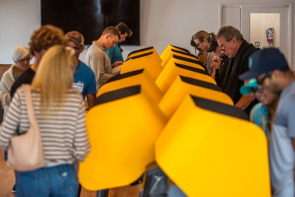 Political envy: Americans at the ballot box, free to throw out a failed elite, a power that Europeans do not have (Photo by Apu Gomes/Getty Images)