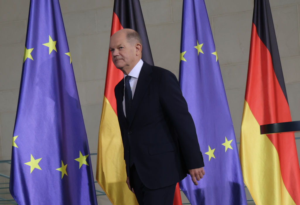 German Chancellor Olaf Scholz is in danger of being replaced, as insiders within his Social Democratic Party (SPD) reportedly eye replacing him with his government's current defence minister, Boris Pistorius. (Photo by Sean Gallup/Getty Images)