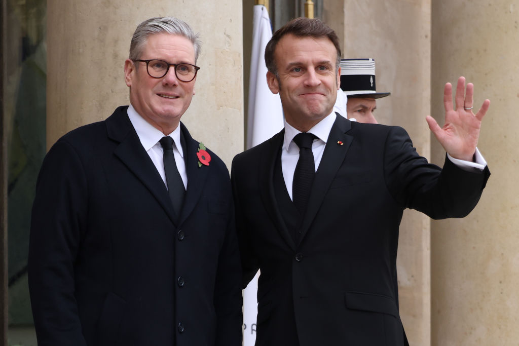 French President Emmanuel Macron is plotting with UK Prime Minister Keir Starmer to entangle the coming Donald Trump administration in Ukraine, members of the British press are claiming. (Photo by Pierre Suu/Getty Images)