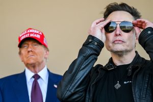 X-owner Elon Musk has deployed the platform's 'Grok' AI chatbot in a "vulgar" post mocking Angela Merkel amidst increasing tensions between Eurocrats and the rocket-launching billionaire. (Photo by Brandon Bell/Getty Images)