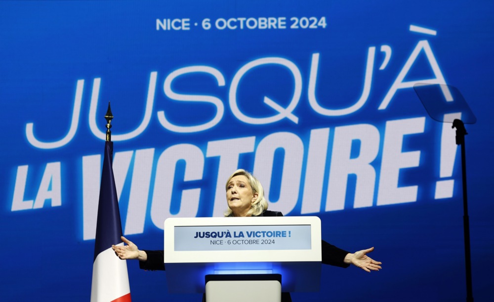The latest poll in France shows that hard-right leader Marine Le Pen is leading the race for the next French presidential election. EPA-EFE/SEBASTIEN NOGIER