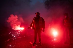 What a Frenchman does when he finds out his state pension may vanish into the stubborn immutability of French debt and deficit (Photo by Kiran Ridley/Getty Images)