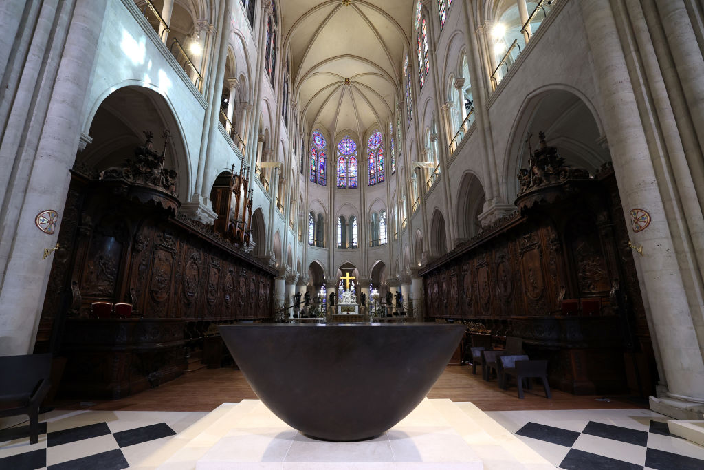 China played a "pioneering role" in rebuilding Paris' Notre Dame cathedral following its burning down in 2019, the communist country's state-owned media has claimed. (Photo by Pascal Le Segretain/Getty Images for Notre-Dame de Paris)