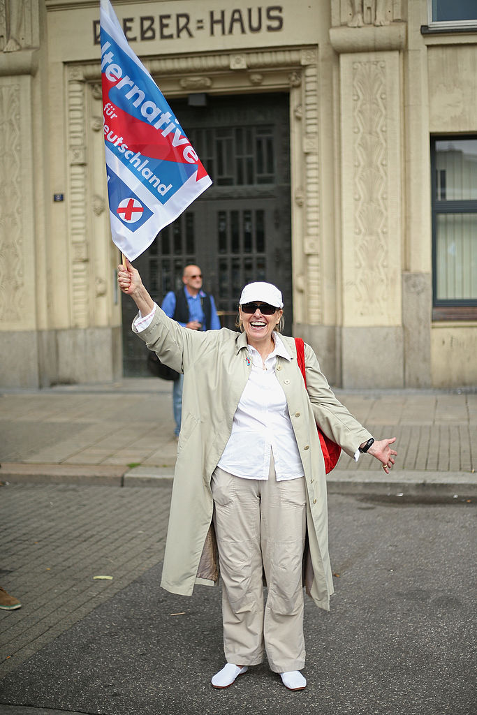An AfD supporter in Hammburg. (Sean Gallup/Getty Images)