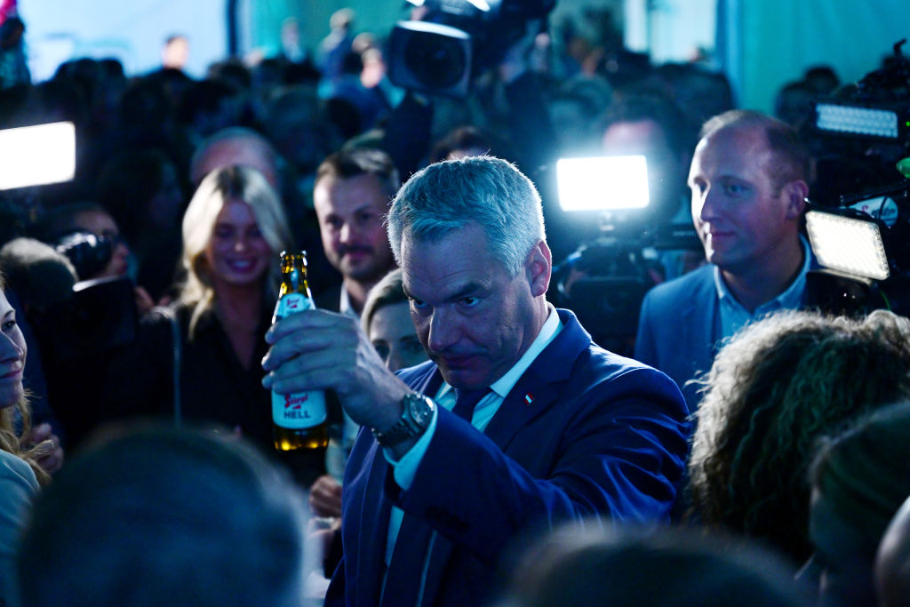 Austrian Chancellor Karl Nehammer has praised Elon Musk's X platform. (Christian Bruna/Getty Images)