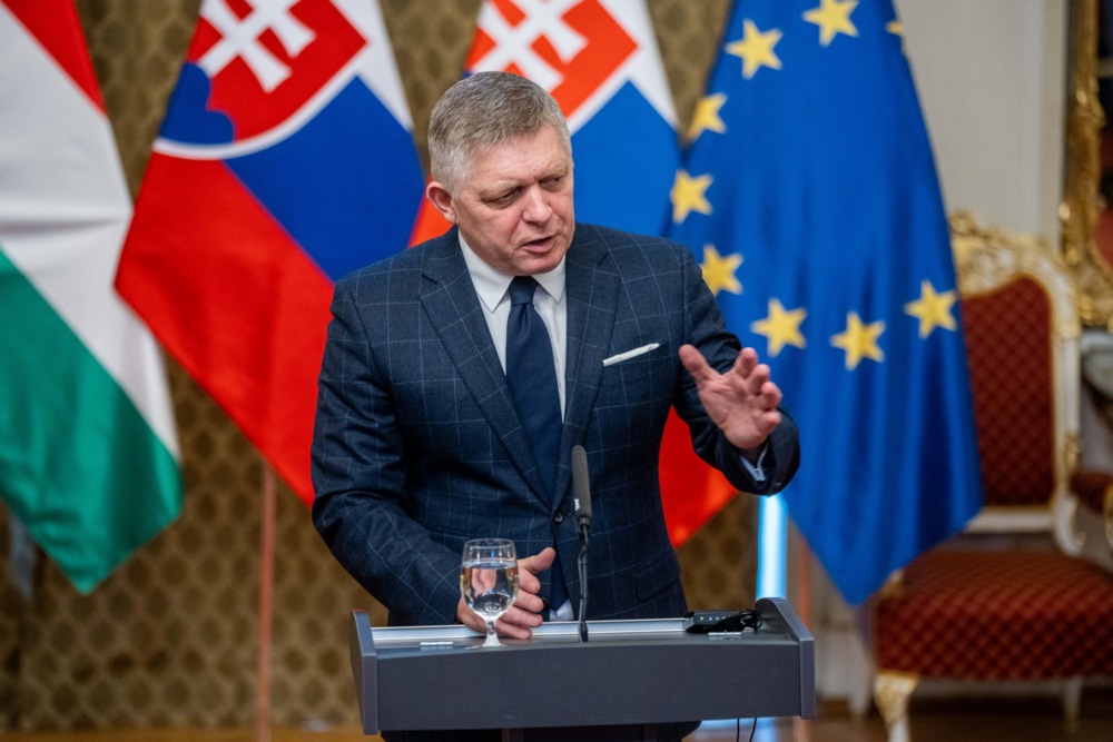 Slovak Prime Minister Robert Fico has criticised the European Union, arguing that democracy in the bloc is no longer functioning properly. EPA-EFE/JAKUB GAVLAK