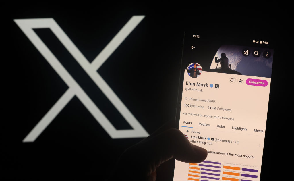 Two Berlin-based NGOs, Democracy Reporting International (DRI) and the Society for Civil Rights (GFF), are suing Elon Musk’s X for refusing to grant them access to public platform data under the EU’s Digital Services Act (DSA). (Photo by Nathan Stirk/Getty Images)