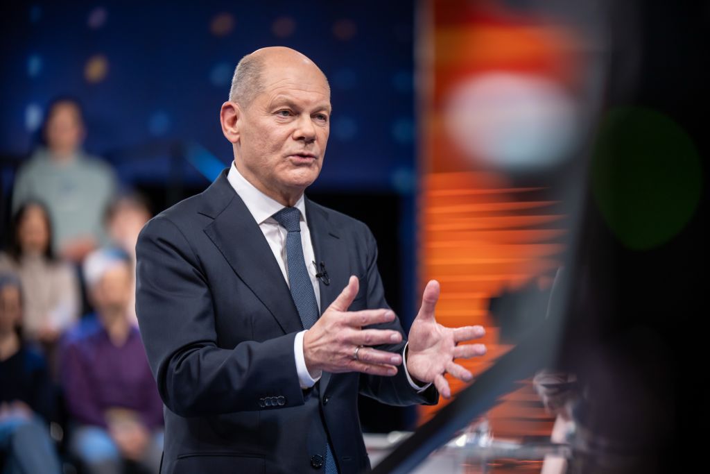 Germany's outgoing Chancellor, Olaf Scholz, called for reform of the country's "debt brake" on February 13, emphasising the need to strengthen Germany's defence capabilities citing the shifting dynamics of US foreign policy and the ongoing crisis in Ukraine. (Photo by Michael Kappeler - Pool/Getty Images)