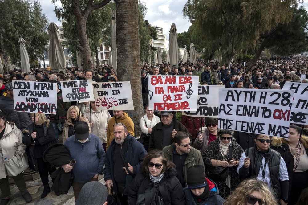 Massive protests have erupted across the country on the second anniversary of the Tempi rail disaster, a catastrophe that left 57 people dead and the government scrambling for cover. EPA-EFE/HATZIPOLITIS NICOLAOS