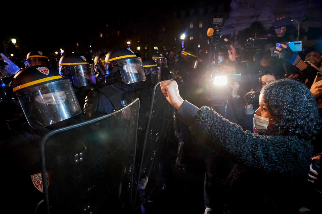 Early in the morning on March 17, Paris Police cleared out the Parisian cultural centre Gaité Lyrique occupied by over 400 migrants sparking dissatisfaction from the Paris Mayor's Office. (Photo by Kiran Ridley/Getty Images)