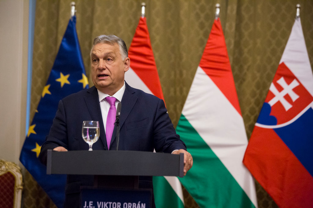 The EU cannot afford to finance Ukraine's military efforts as US financial aid is no longer guaranteed, Hungarian Prime Minister Viktor Orban said on March 7 after the leaders of 26 EU countries signed a statement voicing support for Ukraine without Hungary.(Photo by Zuzana Gogova/Getty Images)