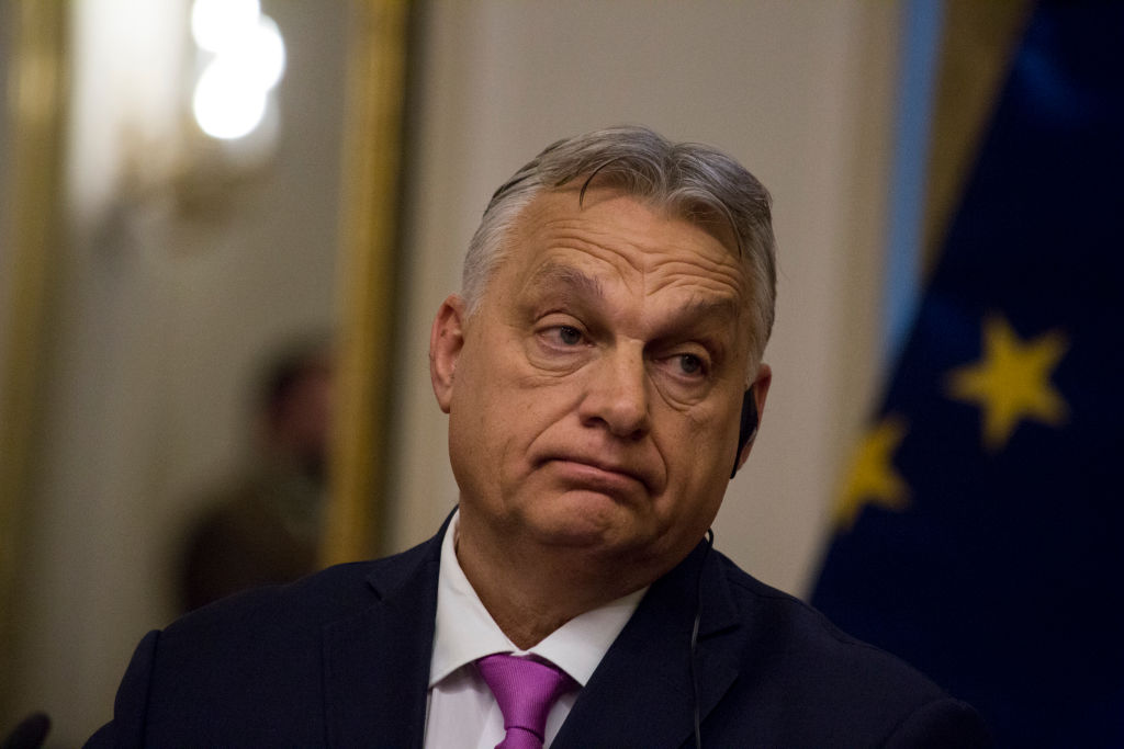Left-wing MEPs have called on Brussels to revoke Hungary's veto power as Hungarian Prime Minister Viktor Orbán refuses to join the bloc line on the Ukraine war during this week's special European Council Summit on March 6. (Photo by Zuzana Gogova/Getty Images)