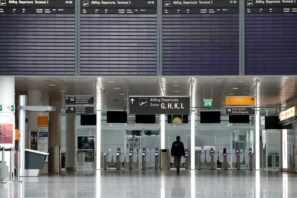 Most German airports, including Munich International Airport, will be hit by strikes on March 10. (Alexander Hassenstein/Getty Images)