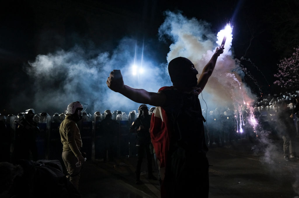 An AFP photojournalist and seven others have been arrested and detained during protests in support of jailed Istanbul Mayor Ekrem Imamoglu. (Mehmet Kacmaz/Getty Images)