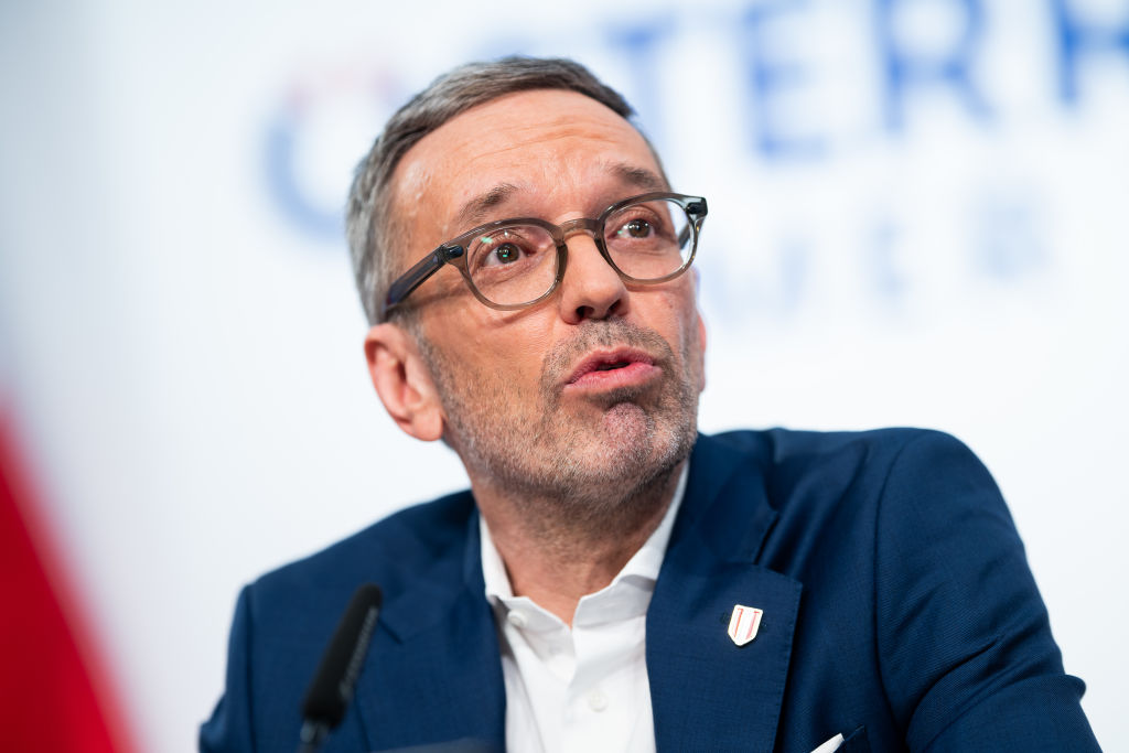 The sabotaged climbing route had been put up by Herbert Kickl, leader of the Austria Freedom Party. (Michael Gruber/Getty Images)