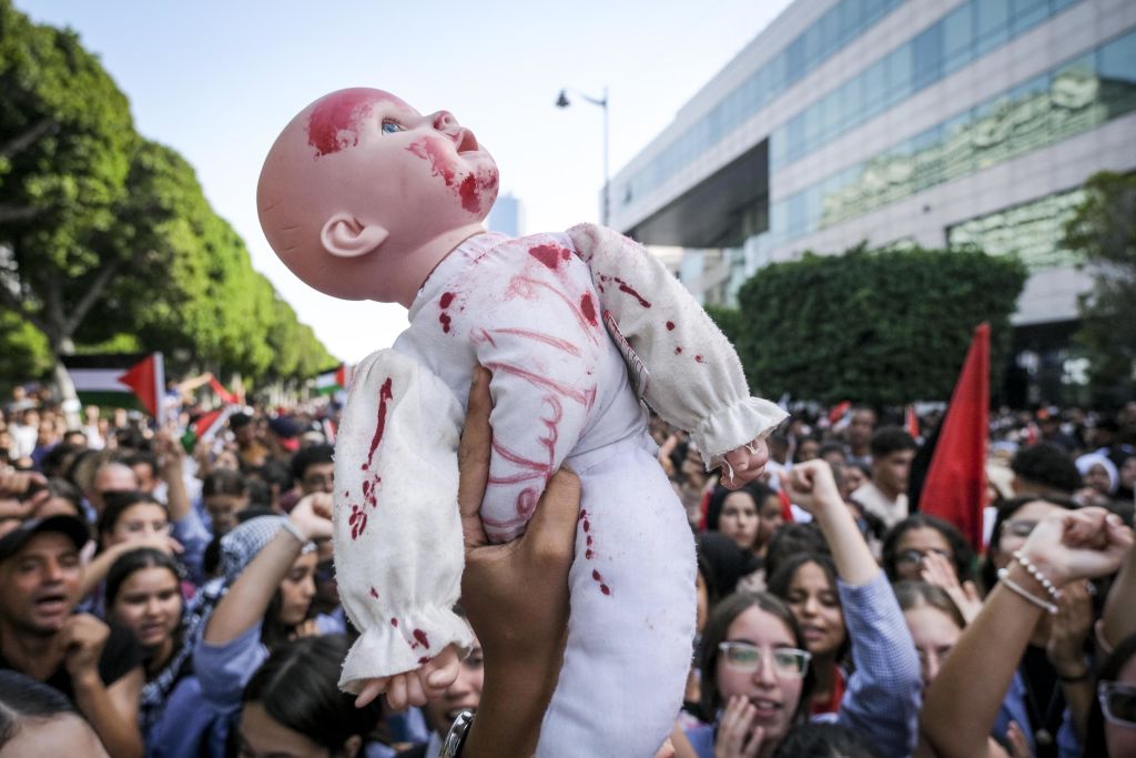 Human rights demonstrators in Tunis, Tunisia. (Nicolas Fauque/Getty Images)