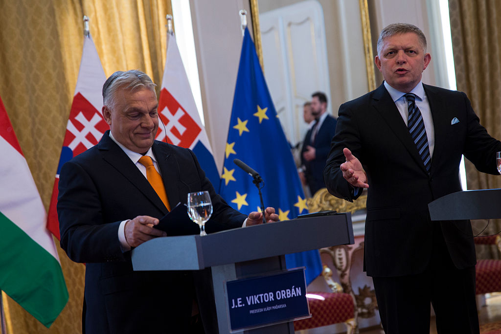 Slovakia and Hungary May 7, condemned European Commission plans to phase out Russian gas and other energy imports, deepening a rift with Brussels over relations with Moscow. (Photo by Zuzana Gogova/Getty Images)