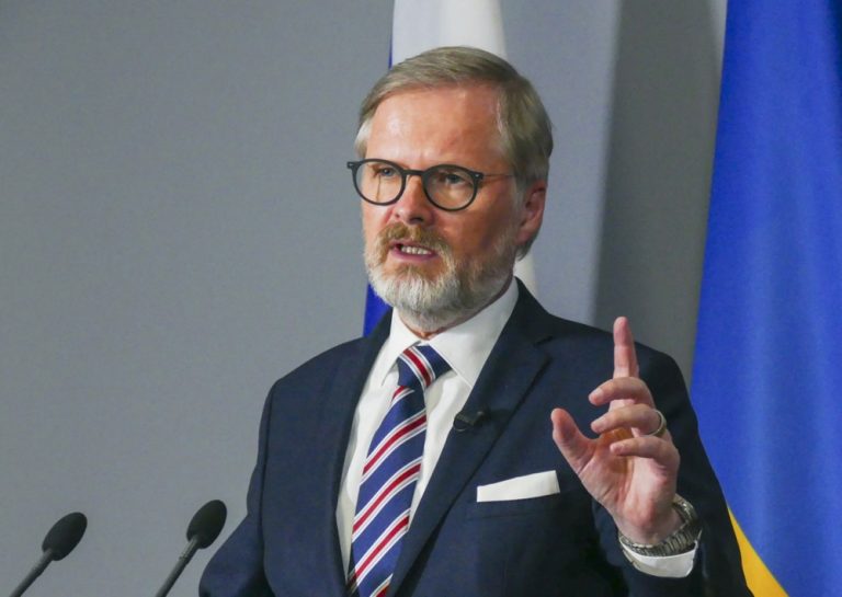 The Czech government led by Petr Fiala has survived a no-confidence vote on June 18 over the so-called bitcoin scandal. EPA-EFE/IGOR TKACHENKO