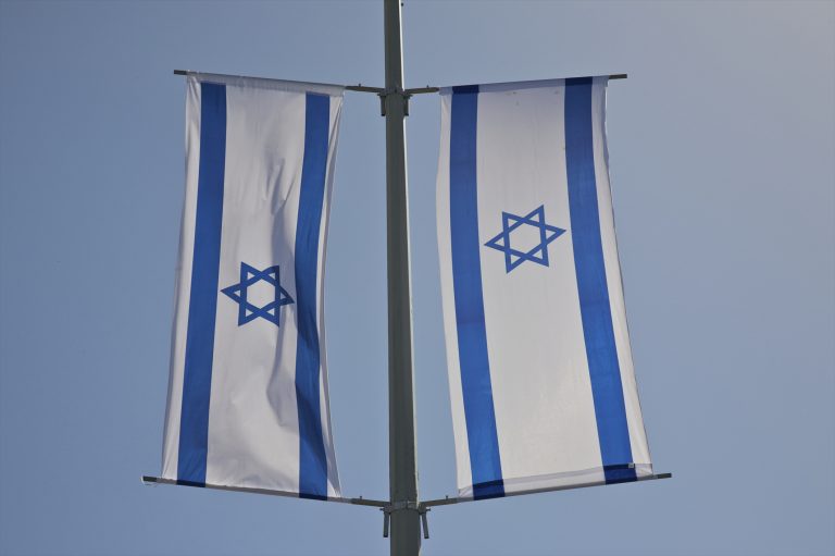 Members from PVDA, Peter Mertens and Vooruit Kathleen Van Brempt call for the Israeli flag to be taken down from Antwerp City Hall, arguing that flying the flag at this moment sends the wrong message. Getty