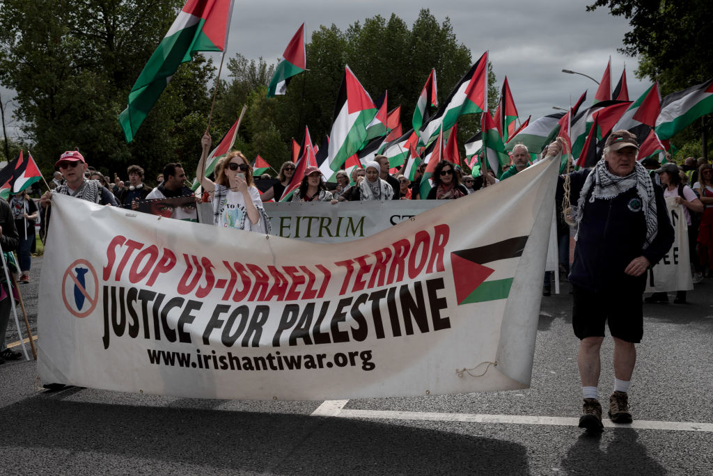 Irish Prime Minister Simon Harris announced that Ireland will ban the import of goods originating from Israeli settlements in the Occupied Palestinian Territories, making it the first European Union member state to implement such a measure. (Photo by Natalia Campos/Getty Images)