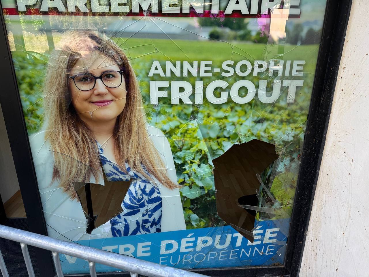 Anne-Sophie Frigout, MEP for the French right-wing Patriots party, had her office in Reims vandalised during the night of July 2. She has said that members of the "ultra-left" orchestrated the attack.. Photo taken on Anne-Sophie Frigout social media