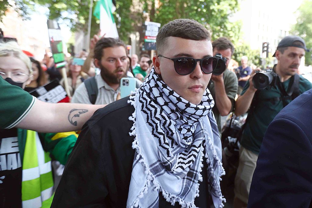 A member of Irish rap band Kneecap was due to appear in court on Wednesday charged with a terror offence for allegedly supporting Hezbollah. (Photo by Peter Nicholls/Getty Images)