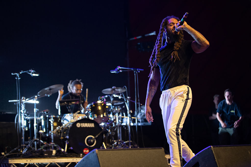 The English punk-rap duo Bob Vylan had a planned performance in Tilburg cancelled following comments made during their September 13 concert at the Paradiso venue in Amsterdam. (Photo by Kieran Frost/Redferns)