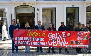 Widespread disruption hit Portuguese air travel and trains, hospitals and schools today as the unions called the biggest nationwide strike action for more than a decade against government labour reforms. (Photo by Horacio Villalobos#Corbis/Corbis via Getty Images)