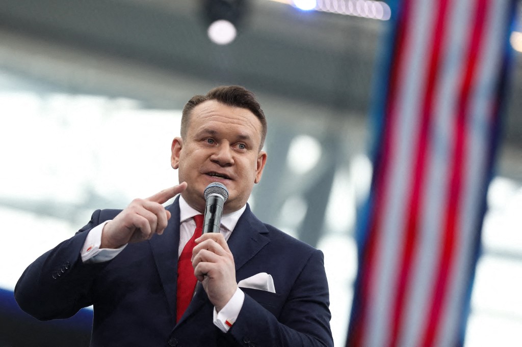 Yesterday a panel discussion was  hosted by MEP Dominik Tarczyński, explored growing concerns about foreign influence in Europe and the role of new media in addressing it.(Photo by Klaudia Radecka / NurPhoto via AFP)
