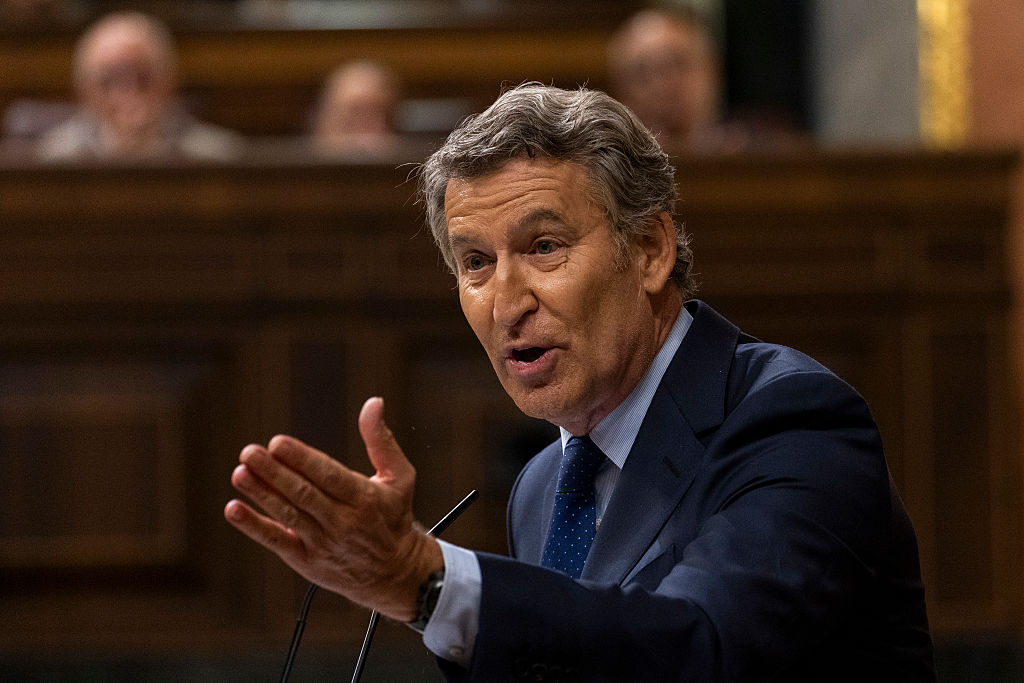 Leader of Partido Popular, Alberto Núñez Feijóo, accuses Spanish Prime Minister, Pedro Sánchez of "going against the security of Spain" because of his stance against the US and Israeli attack on Iran.(Photo by Pablo Blazquez Dominguez/Getty Images)