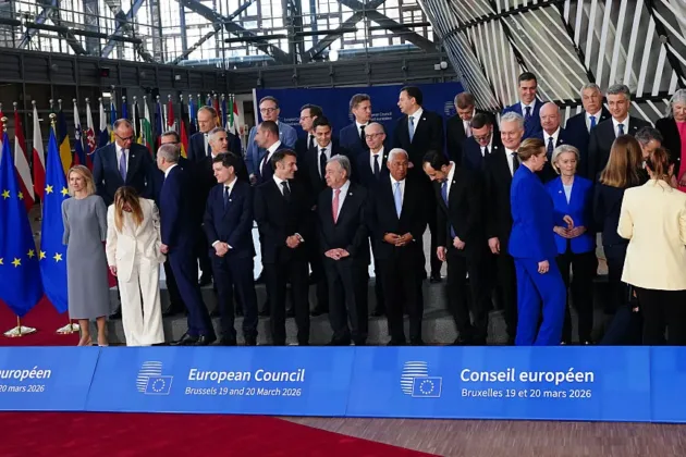 EU leaders emerged from a 12-hour summit on the 19th, March overshadowed by two wars on Europe’s doorstep, yet with little to show beyond rhetoric.(Photo by Pier Marco Tacca/Getty Images)