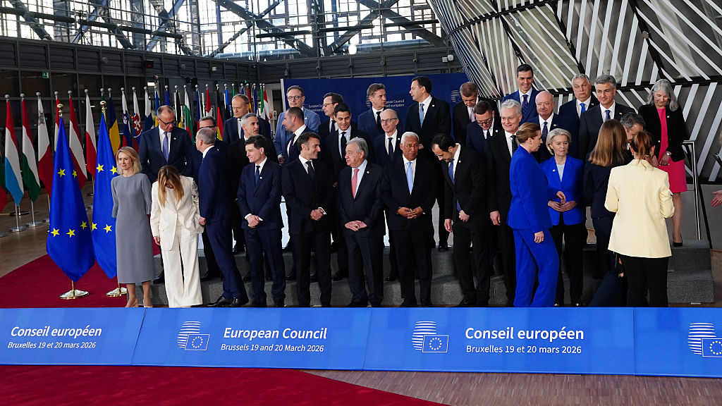 EU leaders emerged from a 12-hour summit on the 19th, March overshadowed by two wars on Europe’s doorstep, yet with little to show beyond rhetoric.(Photo by Pier Marco Tacca/Getty Images)