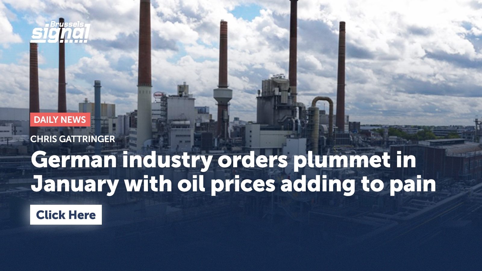 German industry orders plummet in January with oil prices adding to pain