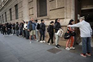 On day one alone, 13,500 applications poured in through the Spanish government’s “extraordinary regularisation” scheme.EPA/BIEL ALINO