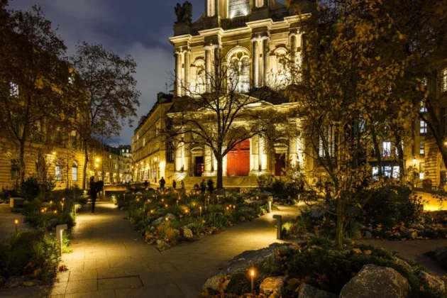 The memorial garden in Paris, known as the Jardin du 13 Novembre 2015 in tribute to the victims of the November 13 attacks was vandalized again on Sunday. (Photo by J-F ROLLINGER / Only France via AFP)